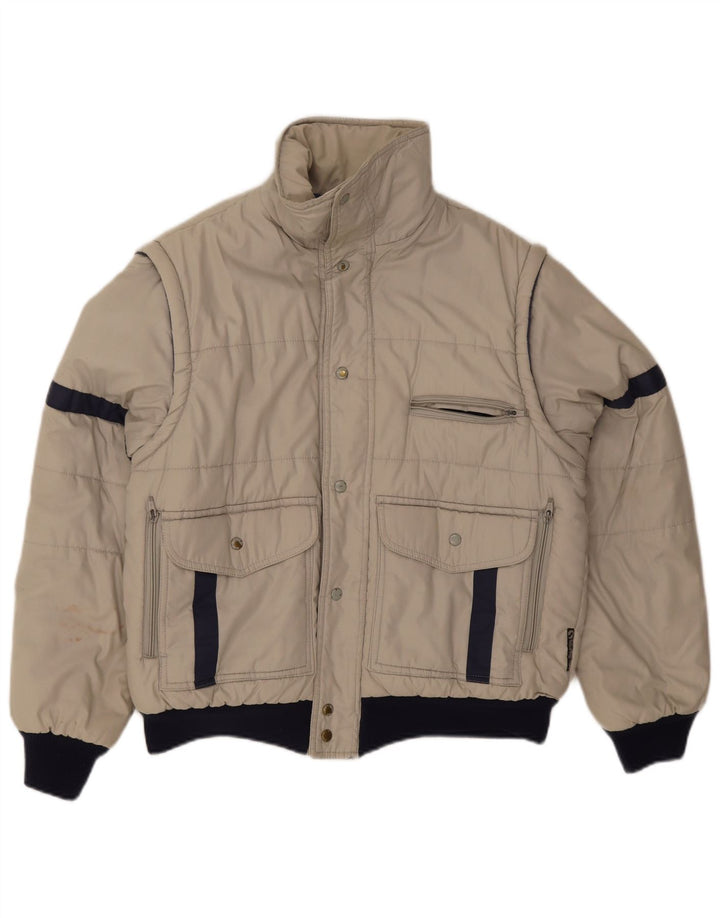 veste utilitaire vintage pour hommes UK 38 Polyester colorblock gris moyen