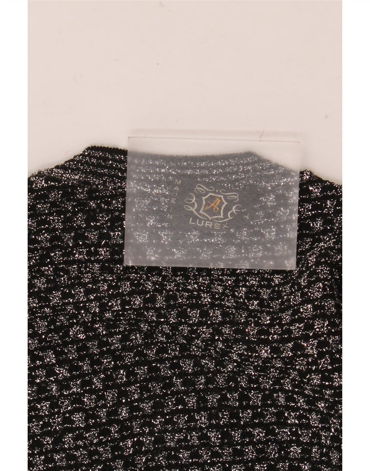 vintage Womens Vest Tank Top UK 14 Moyen Noir Géométrique