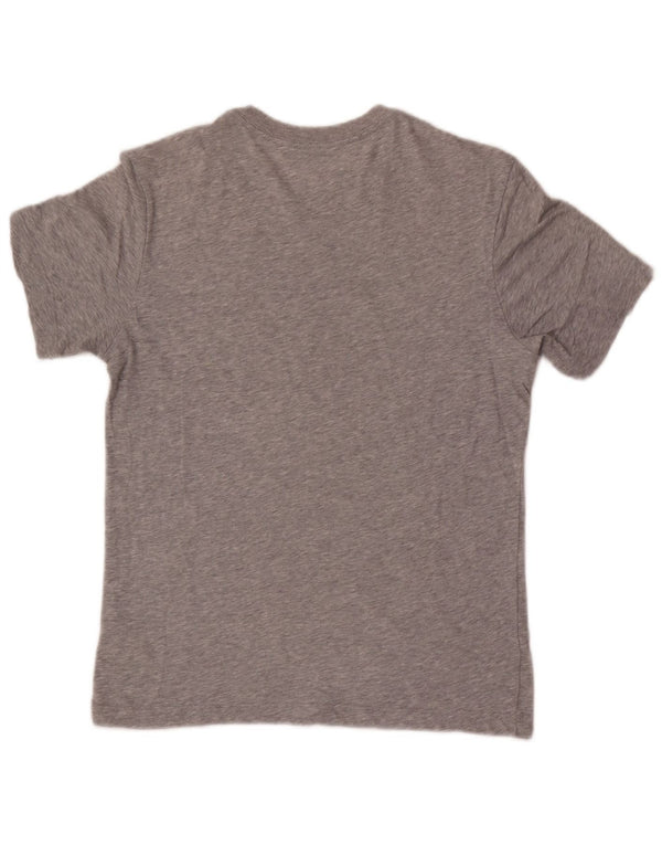 Nike Womens Dri Fit Graphic T-Shirt Top UK 10 Petit Gris Moucheté Coton