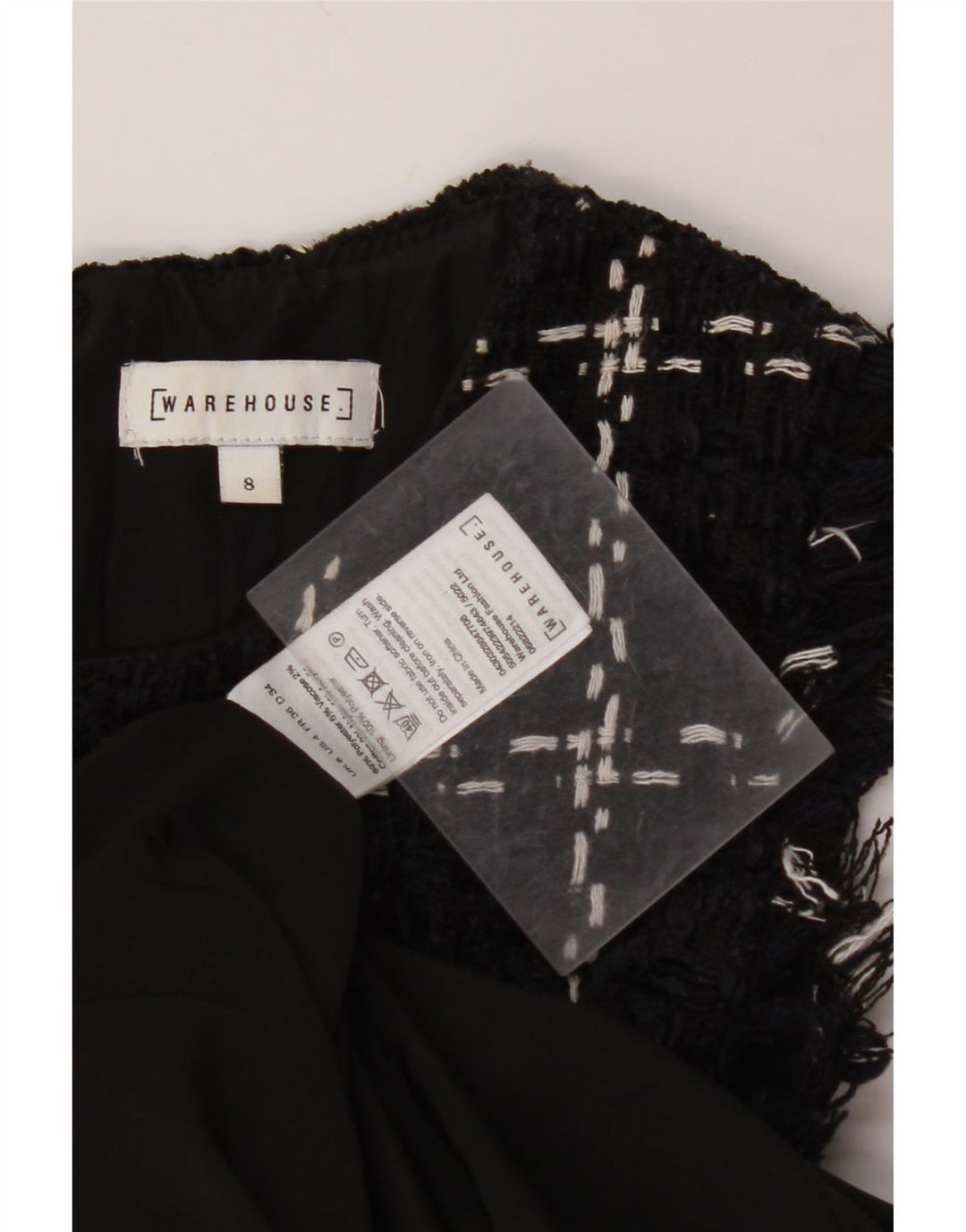 WAREHOUSE Robe fourreau sans manches pour femme UK 8 Petit carreaux bleu marine