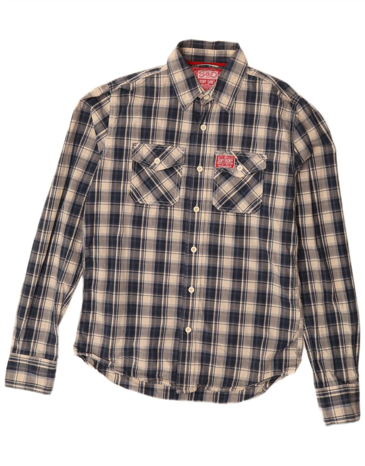 Superdry Chemise Homme Grand Carreaux Bleu Marine En Coton