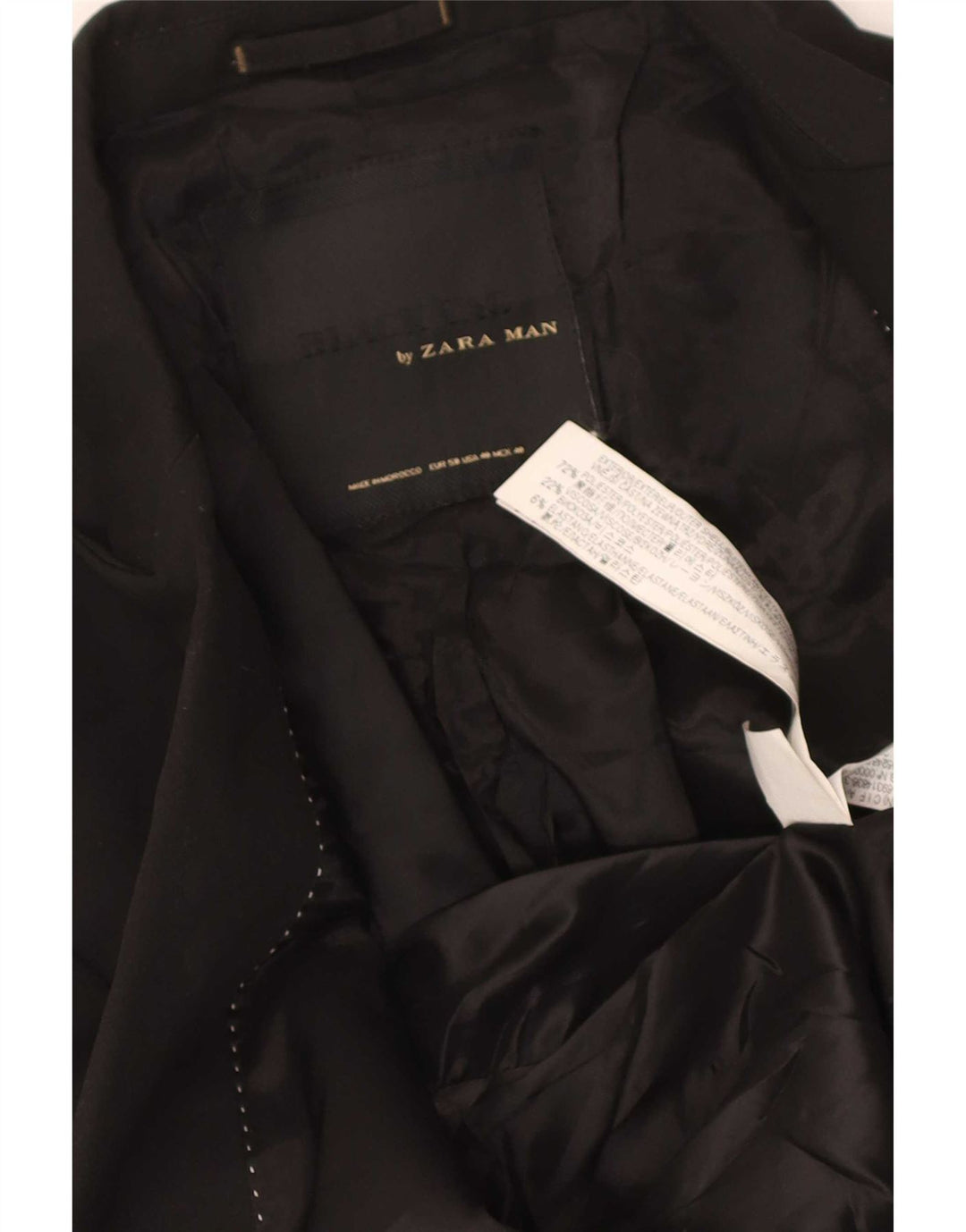 Zara Veste Blazer 2 Boutons Homme EU 50 Polyester Noir Moyen