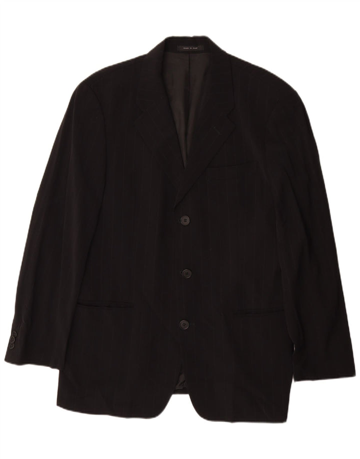 Emporio Armani Veste blazer à 3 boutons pour homme IT 48 à rayures noires moyennes