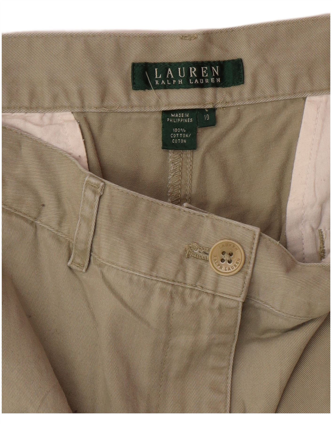 RALPH LAUREN Short Chino Femme US 10 Large W32 Coton Kaki