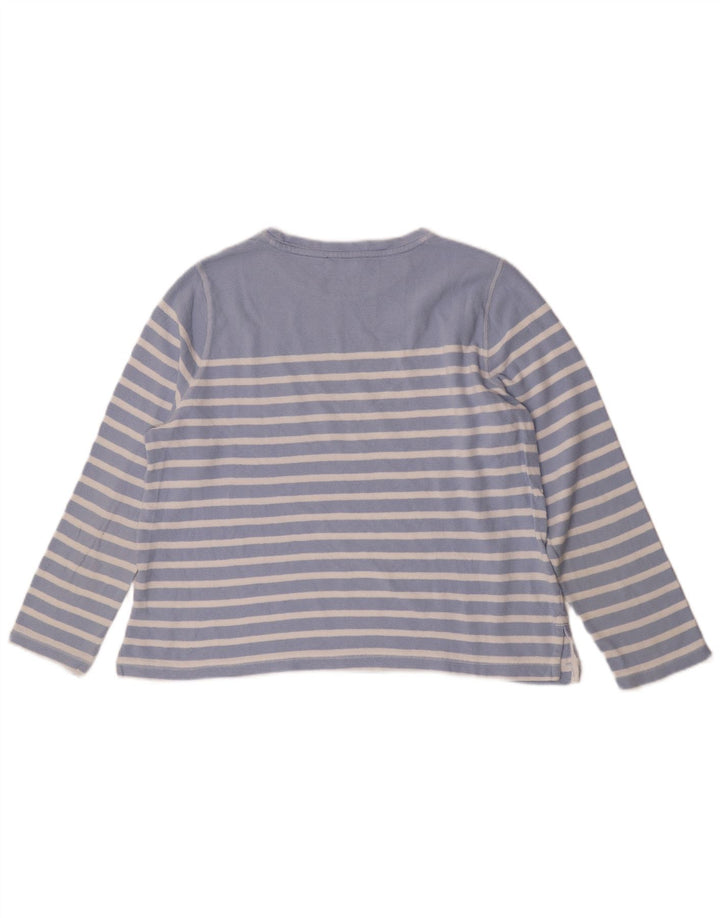 Marks & Spencer Haut à manches longues pour femme UK 46 Grand coton rayé bleu