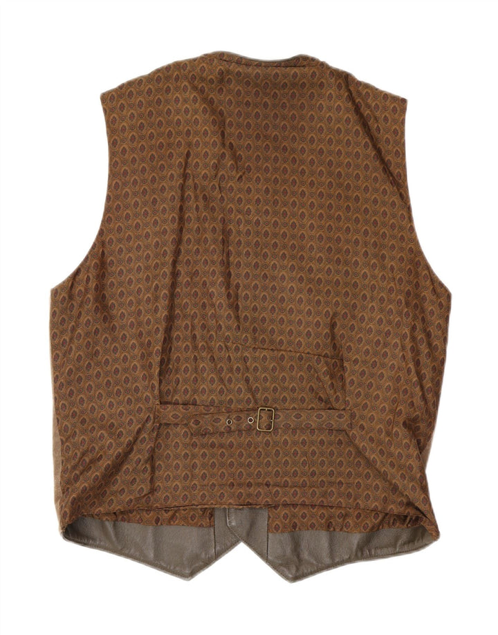 Gilet en daim vintage pour homme Cuir géométrique marron moyen