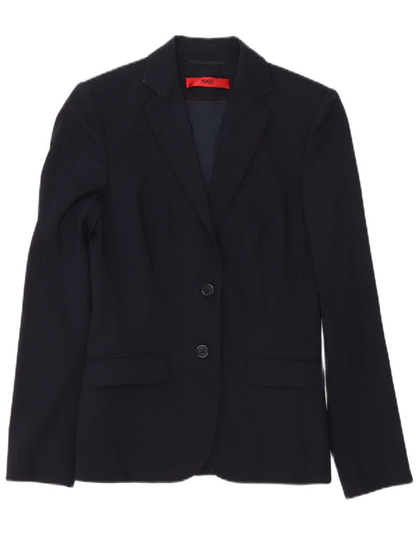 Hugo Boss Veste blazer à 2 boutons pour femme UK 6 XS Bleu marine Laine vierge