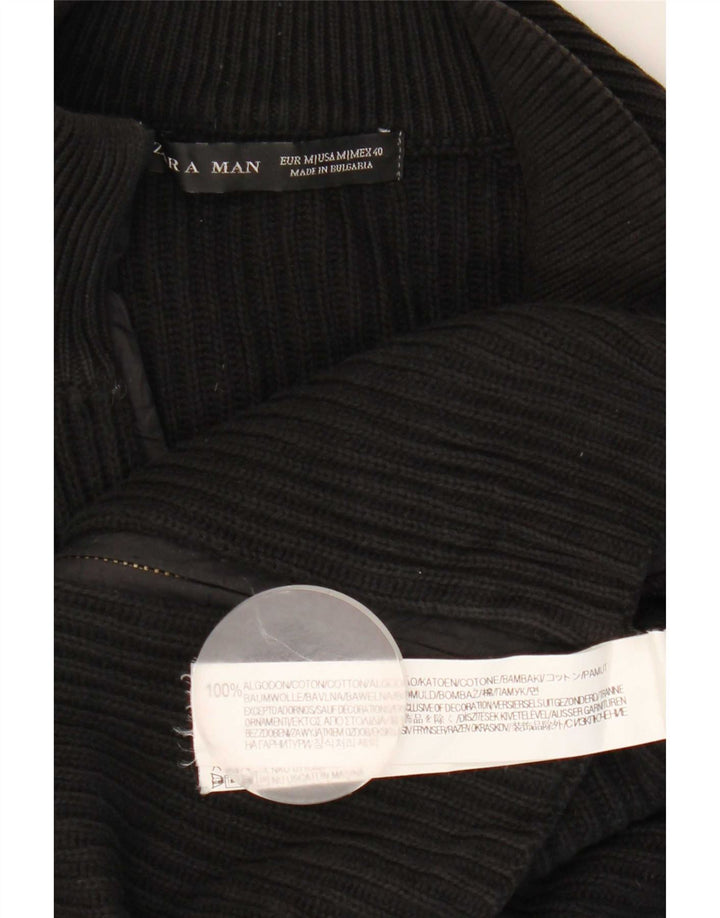 Zara Homme Cardigan Pull Noir Moyen Colorblock Coton