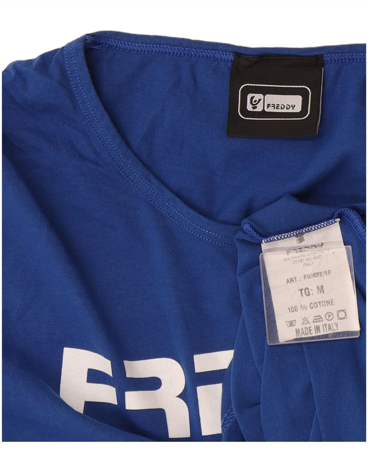 Freddy T-shirt graphique pour femme UK 12 Bleu moyen Coton