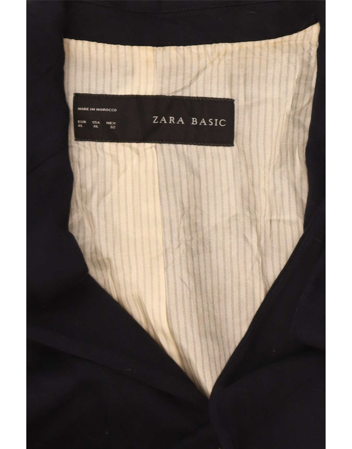 Zara Veste Blazer 1 Bouton Femme UK 18 XL Bleu Marine Viscose