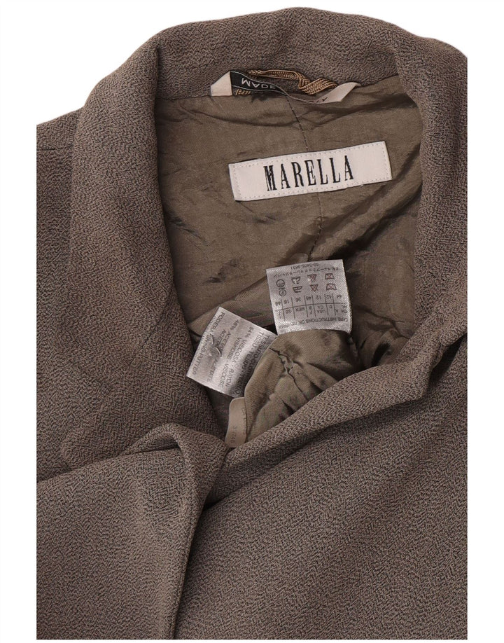 Marella Veste Blazer 2 Boutons Femme UK 16 Large Gris Viscose