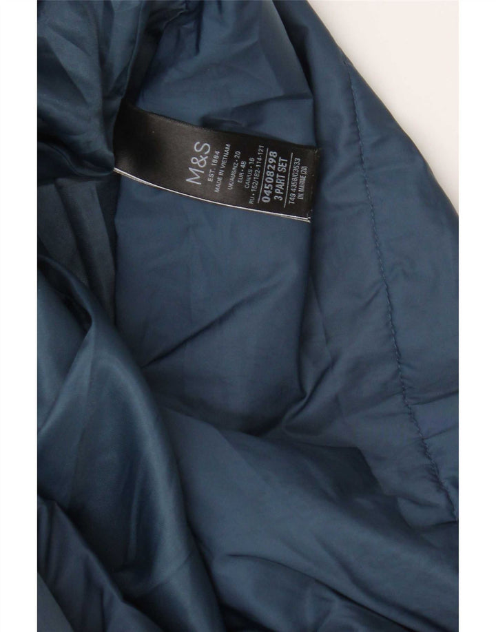 Marks & Spencer Manteau rembourré à capuche pour femme UK 20 2XL Bleu marine Polyester