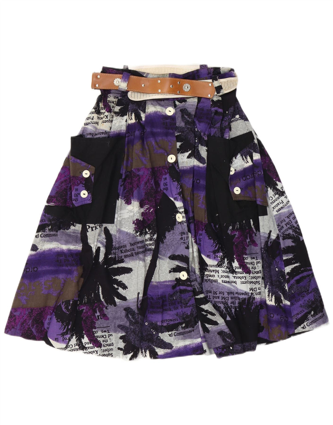 vintage Femme Graphique A-Line Jupe W26 Petit Violet