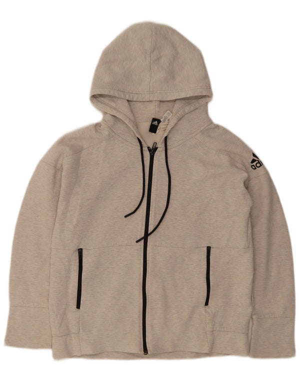 Adidas Pull à capuche zippé surdimensionné pour femme UK 14 Coton gris moyen