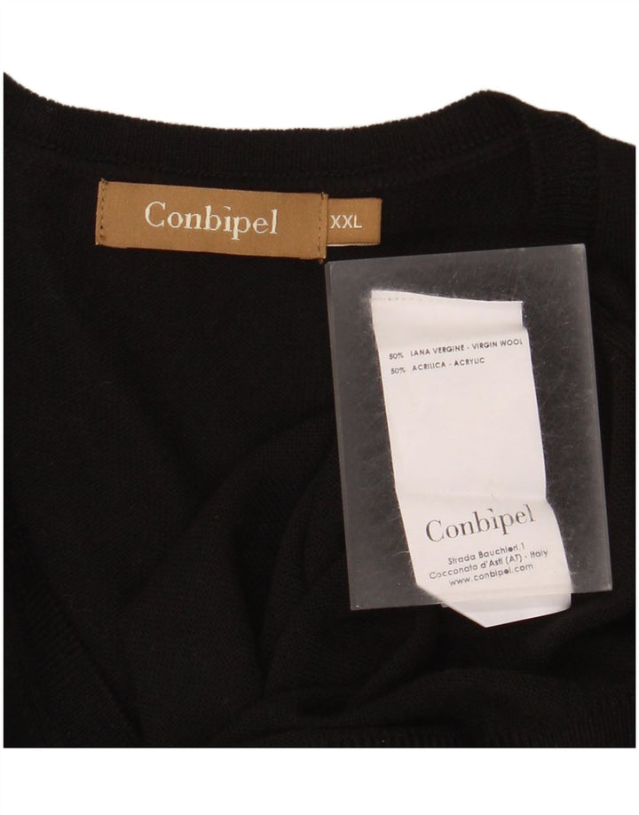 Conbipel Pull Col V Homme 2XL Laine Vierge Noir