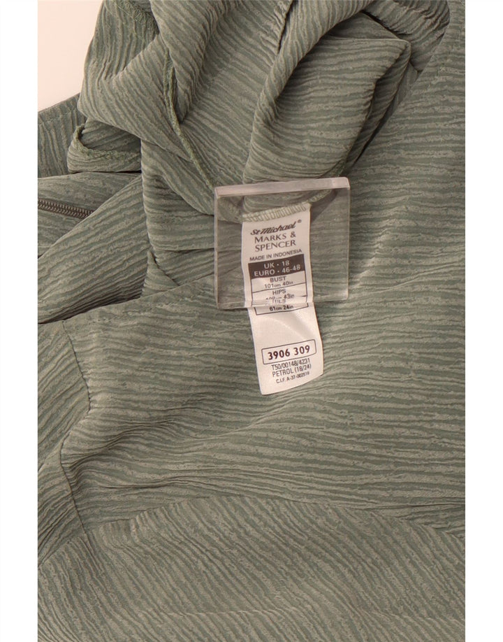 MARKS & SPENCER Robe fourreau pour femme UK 18 XL Vert à fines rayures Polyester
