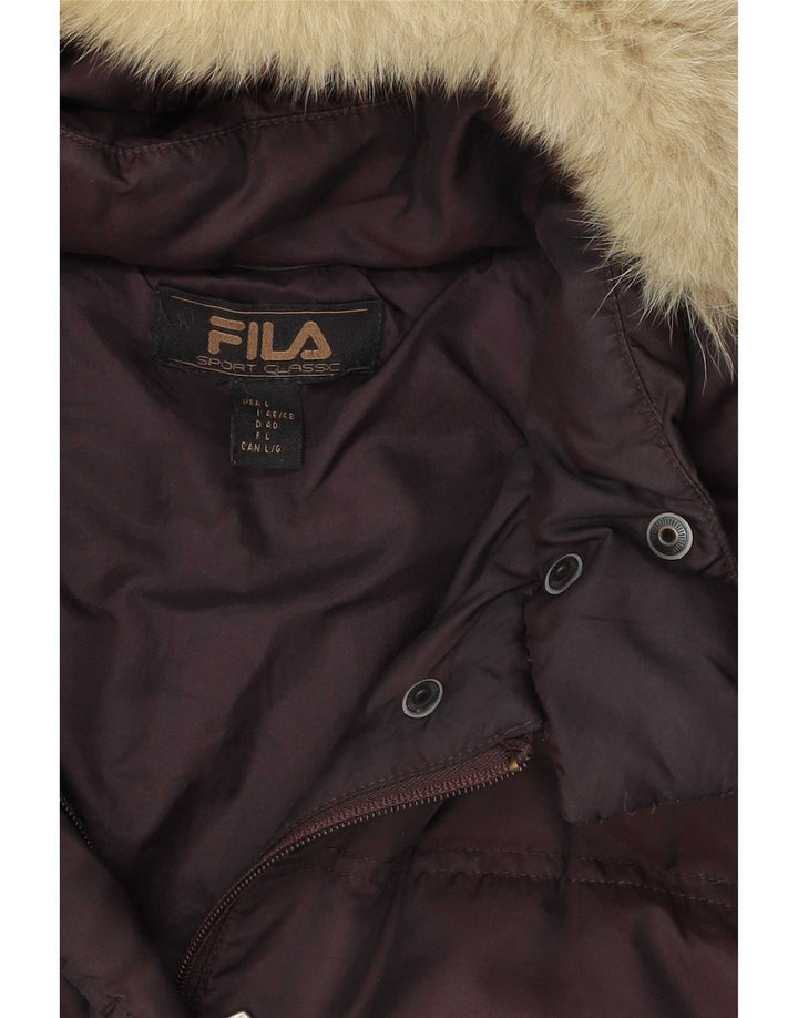 Fila Veste matelassée à capuche pour femme IT 46/48 Large Marron Polyamide
