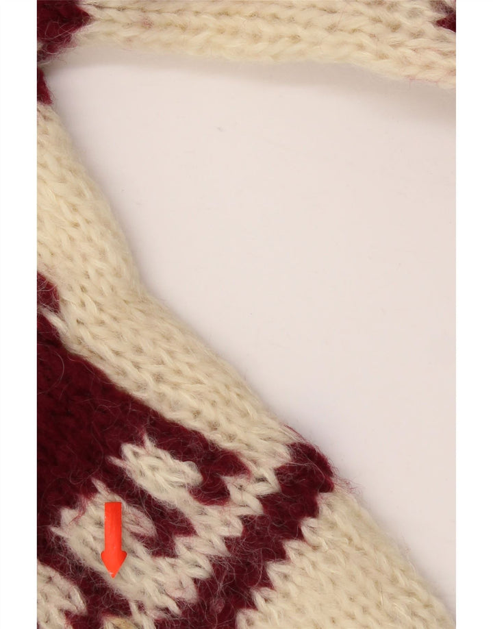vintage Femmes Crew Neck Jumper Pull UK 14 Moyen Off White Aztec