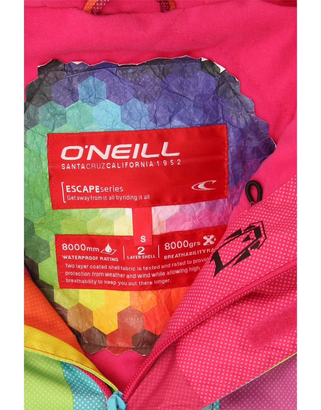 O'Neill Veste de pluie à capuche pour femme UK 10 Small Multicolore Colourblock