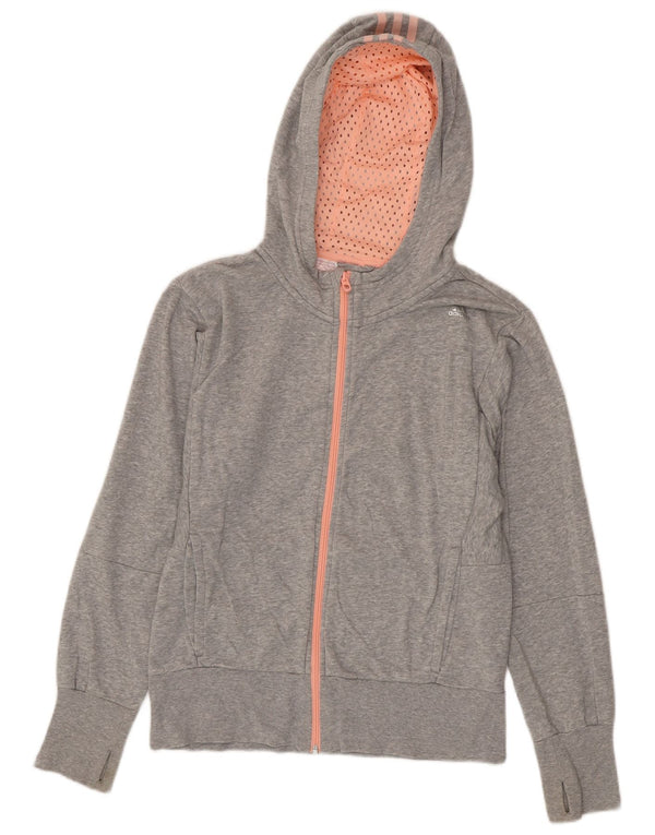 Adidas Pull à capuche zippé fille 14-15 ans Gris Coton