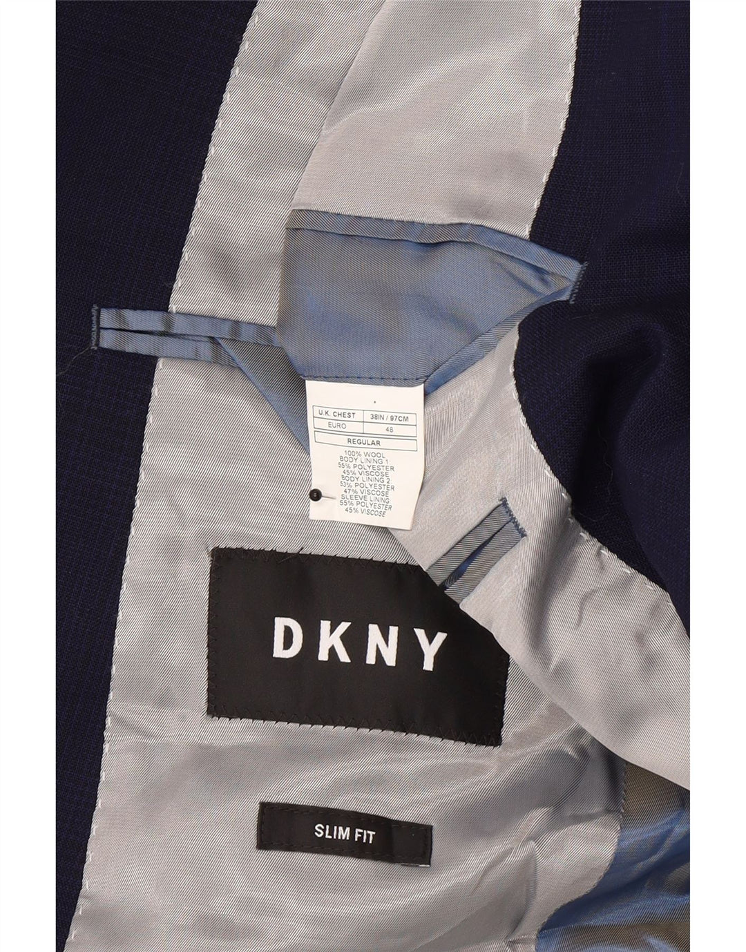 Dkny Veste Blazer Slim Fit à 2 Boutons pour Homme UK 38 Laine Bleu Marine Moyen