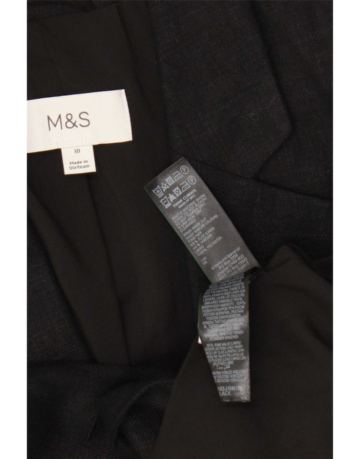 Marks & Spencer Veste blazer à 1 bouton pour femme UK 10 Petit lin noir
