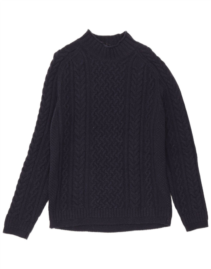 Massimo Dutti Pull col roulé pour femme UK 16 Grande laine bleu marine