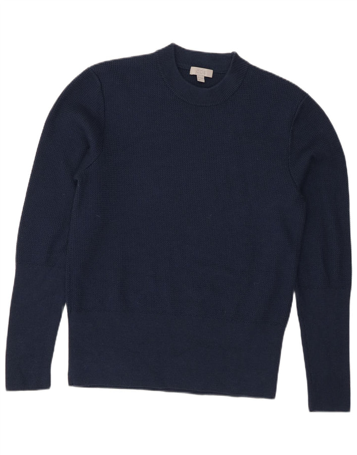 Cos Pull à col rond pour femme UK 14 en laine bleu marine moyen