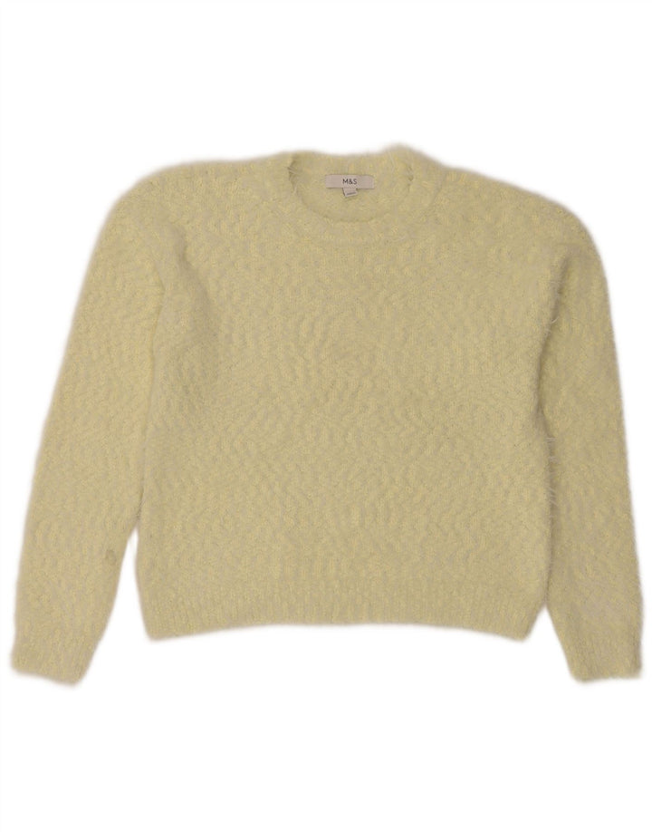Marks & Spencer Pull à col rond pour femme UK 12 Jaune moyen moucheté
