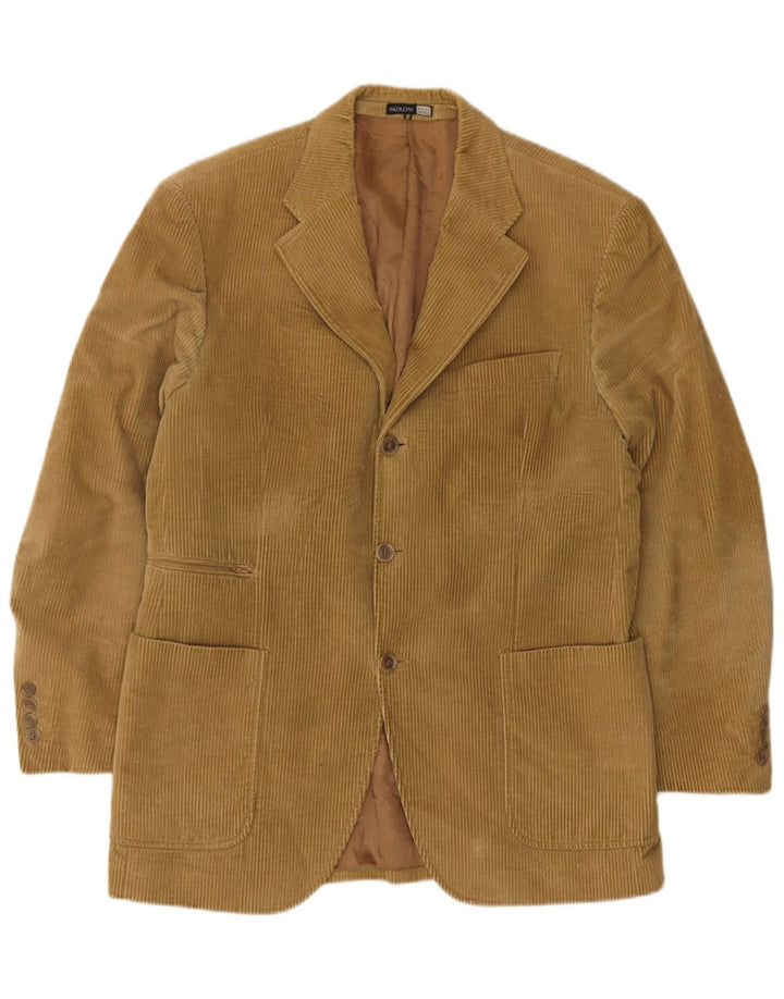 Paoloni Veste blazer en velours côtelé à 3 boutons pour homme IT 50 Grand coton beige