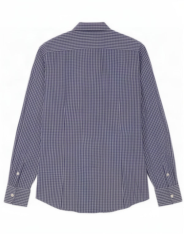 Benetton Chemise Bleu Moyen Carreaux Coton Homme