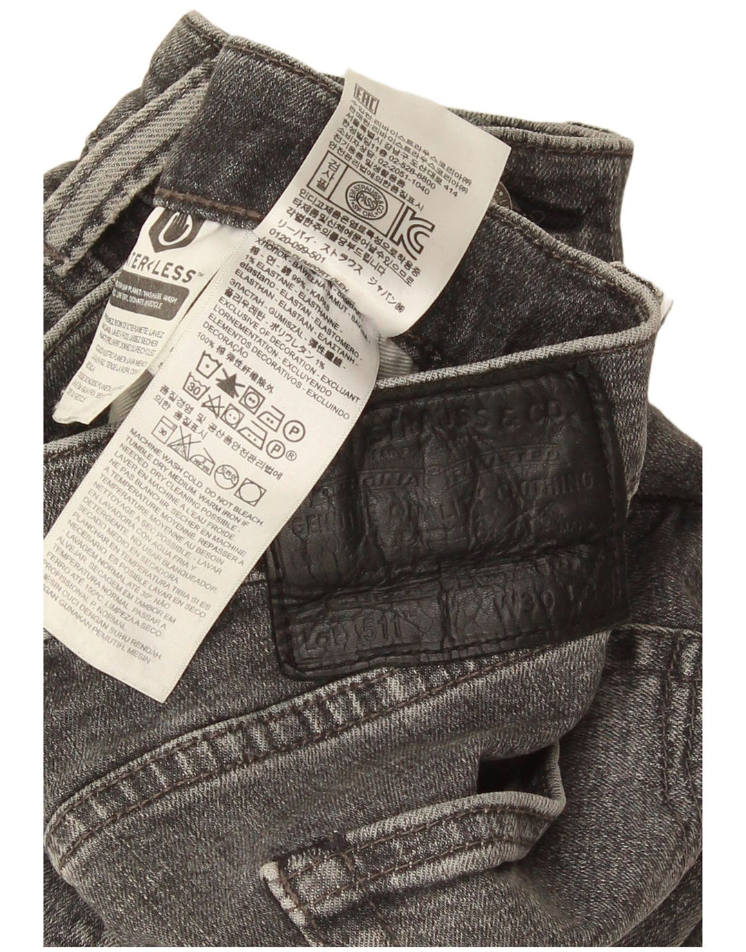 Levi's Jean Slim 511 Homme W30 L34 Gris Coton