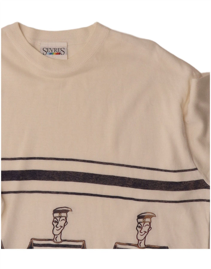 Sevres Haut Graphique Homme Manches Longues XL Blanc Cassé Rayé