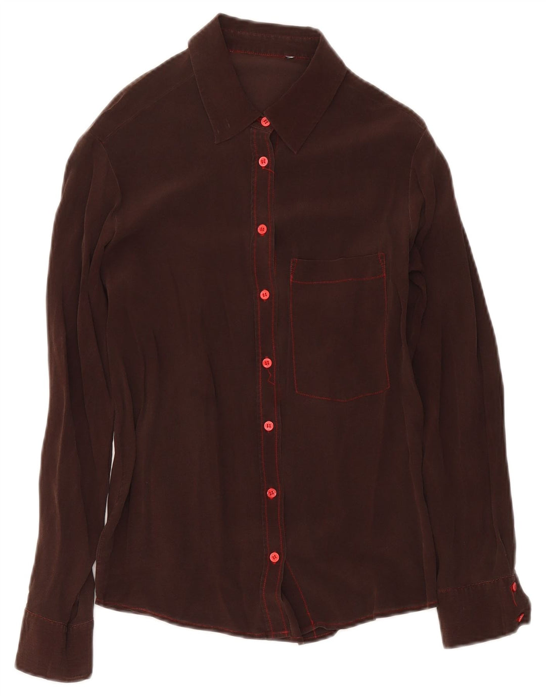 Chemisier chemise femme vintage UK 12 brun moyen