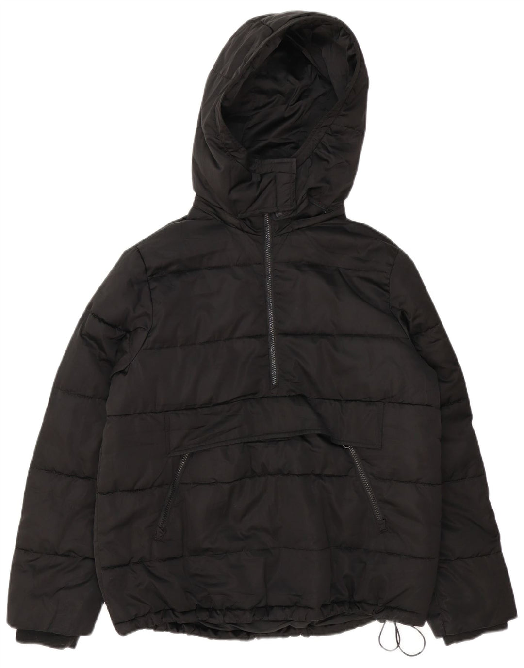 Zara Veste Anorak rembourrée à capuche surdimensionnée pour femme UK 10 Small Noir
