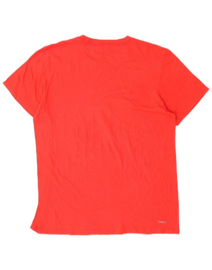 Adidas Hommes Climalite Graphic T-Shirt Top Large Rouge Polyester