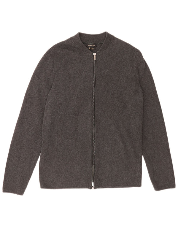 Massimo Dutti Pull Cardigan Homme Gris Moyen Coton