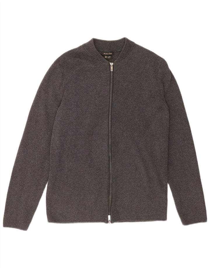 Massimo Dutti Pull Cardigan Homme Gris Moyen Coton