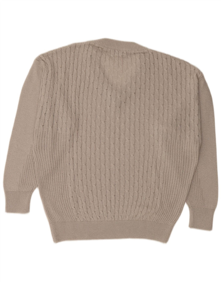 LEONARDO Pull Col V Homme XL Gris Coton