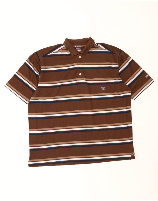 Paul & Shark Polo Yachting Homme 2XL Coton Rayé Marron