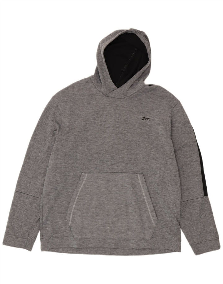 Reebok Pull à capuche pour homme XL Gris Colorblock Polyester