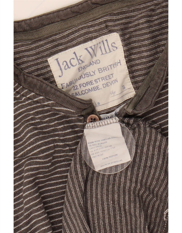 JACK WILLS Haut à manches longues pour homme en coton à fines rayures gris