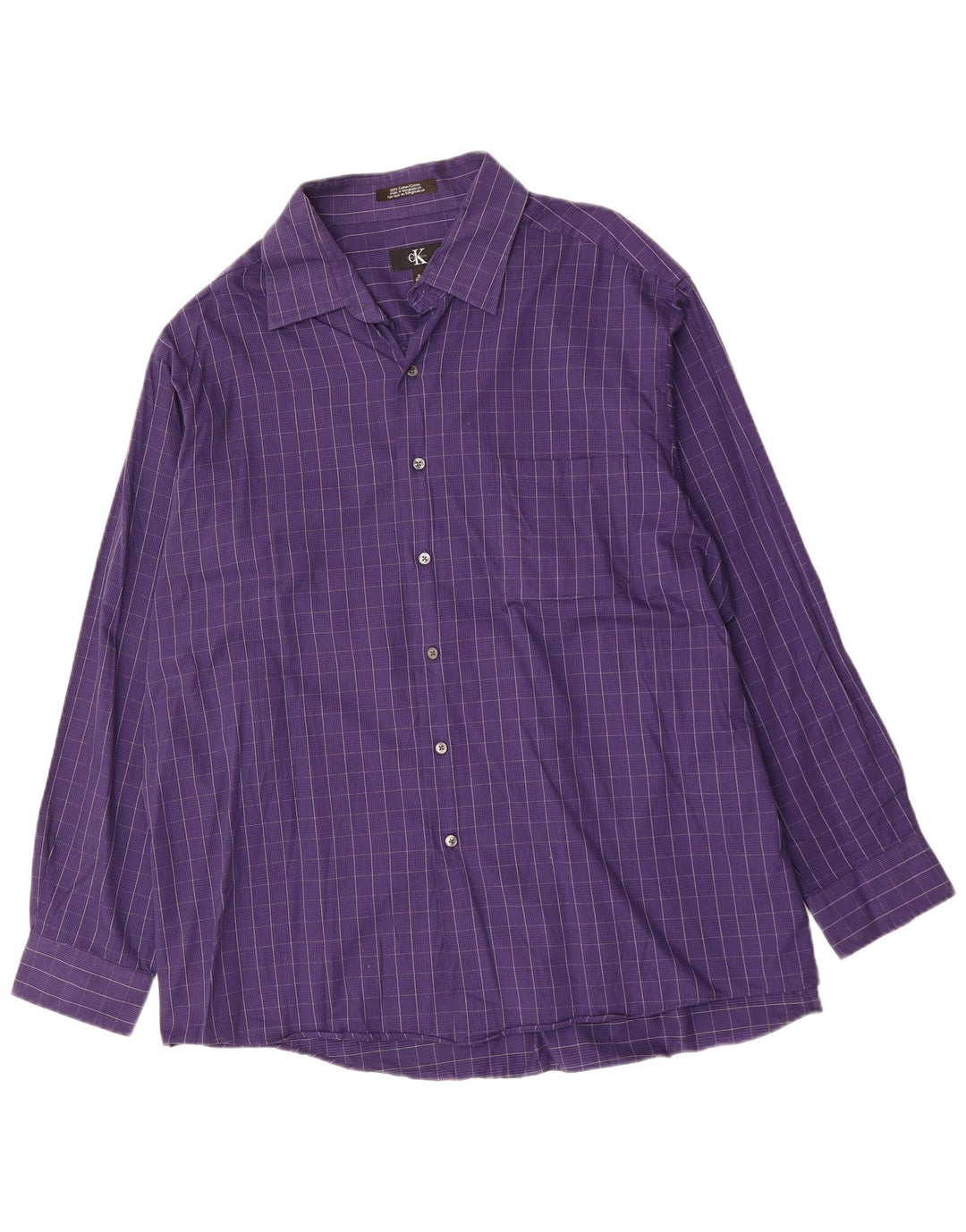 CALVIN KLEIN Chemise Homme Taille 18 2XL Violet Check Coton