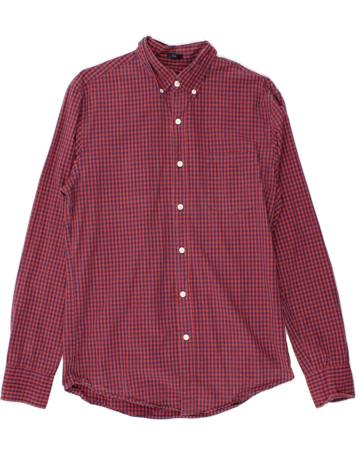 J. CREW Mens Slim Shirt Medium Red Check Cotton Vintage J. Crew and Second-Hand J. Crew from Messina Hembry 