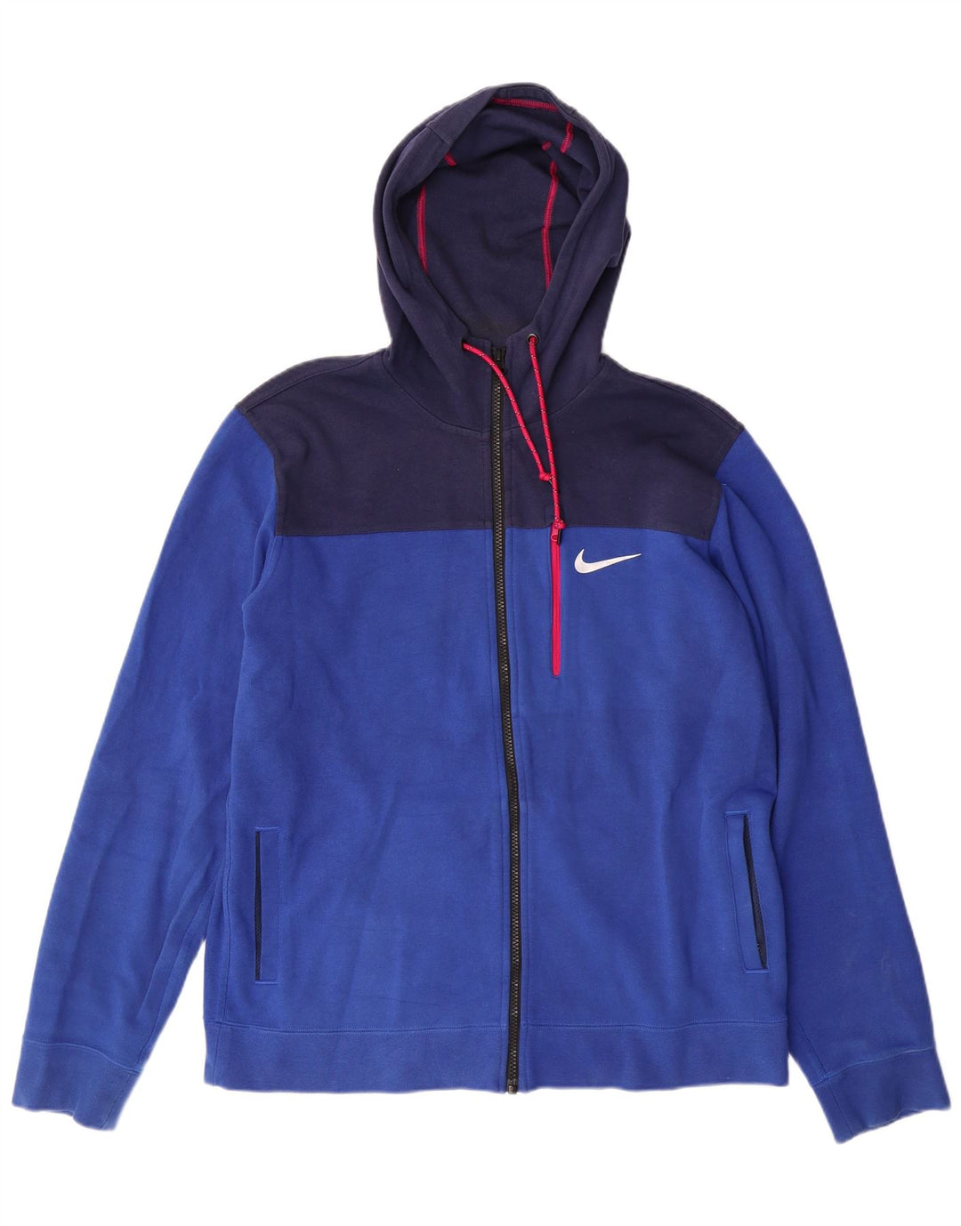 NIKE Pull à capuche zippé pour homme en coton color block bleu grand