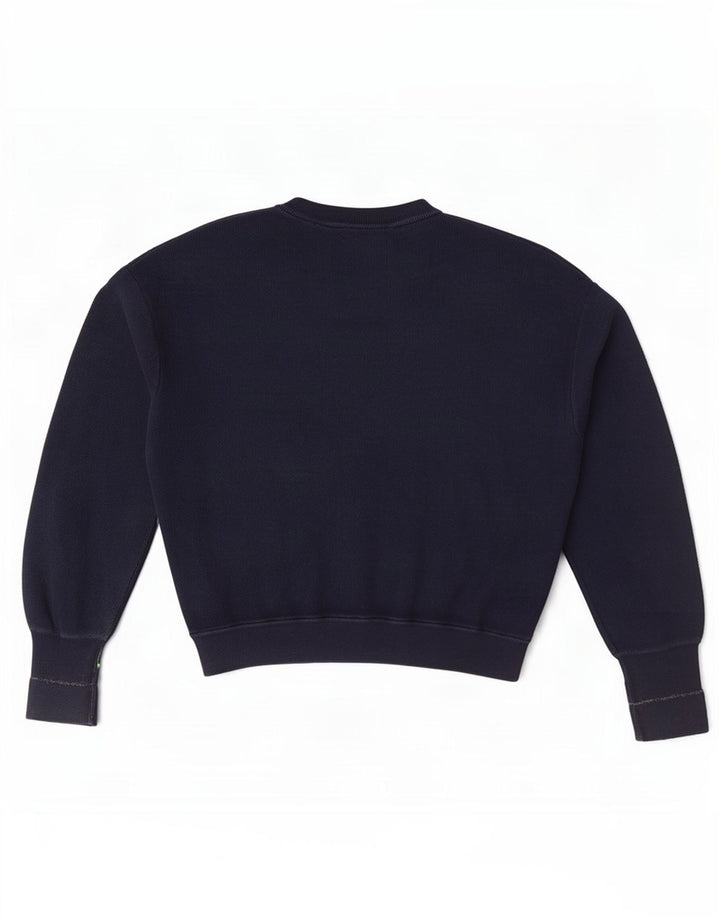 Lacoste Womens Crop V-neck Jumper Pull Taille 38 Moyen Bleu Marine Coton