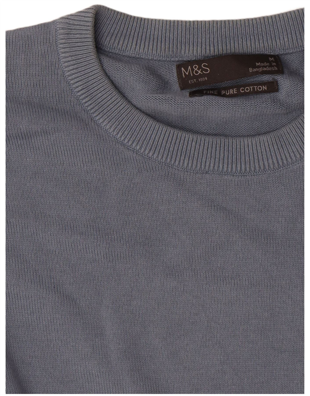 Marks & Spencer Pull Col Rond Homme Bleu Moyen Coton