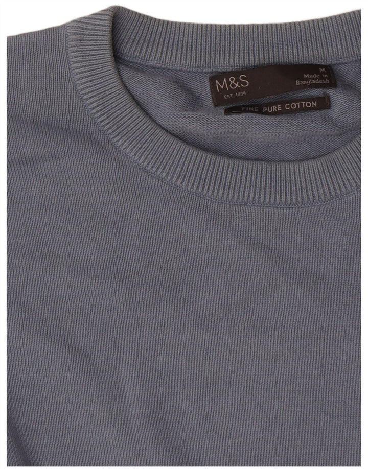 Marks & Spencer Pull Col Rond Homme Bleu Moyen Coton