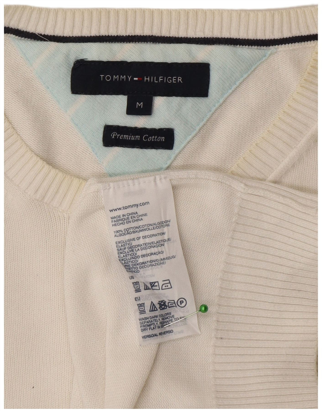 Tommy Hilfiger Pull à col rond pour homme en coton blanc moyen