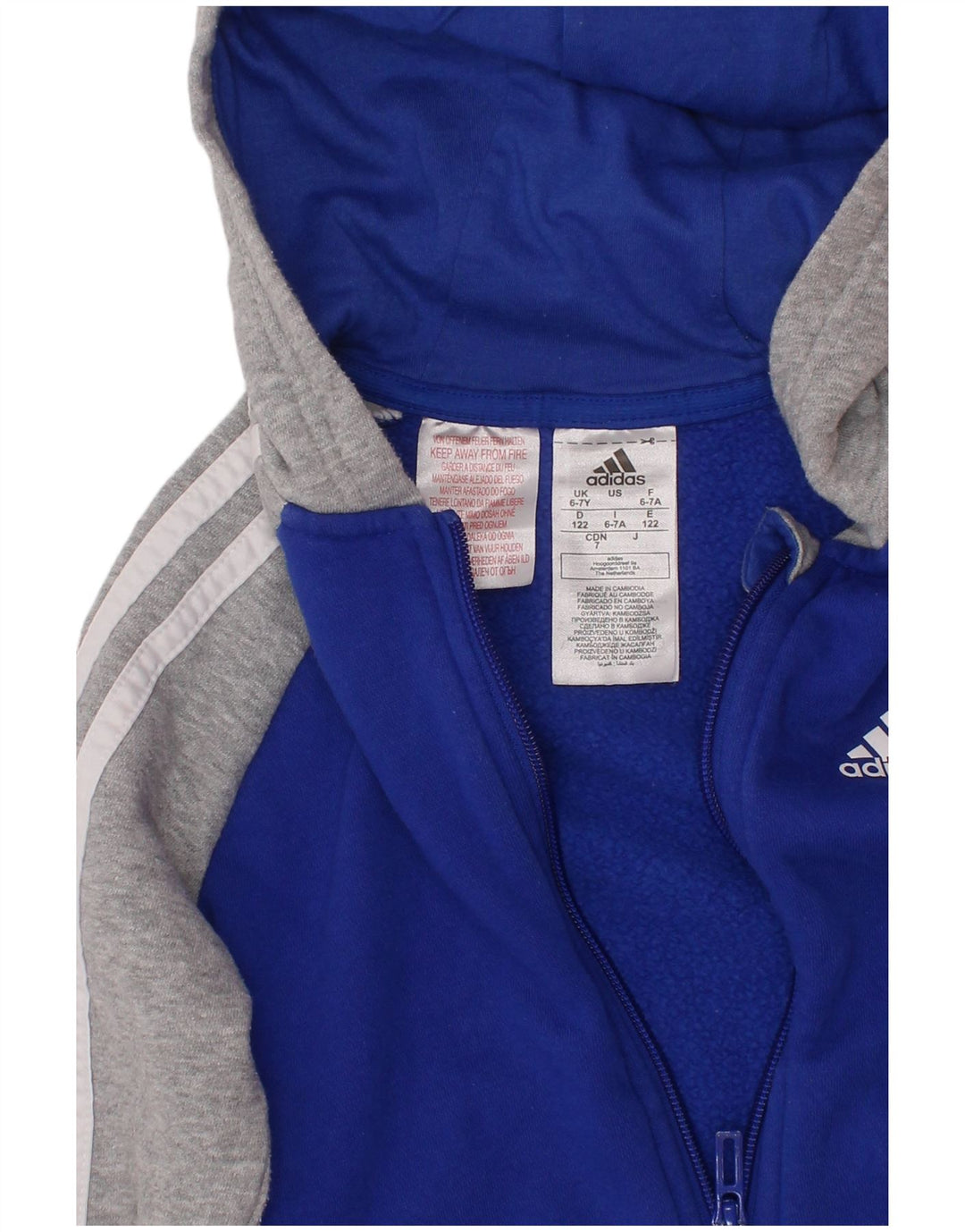 ADIDAS Pull à capuche zippé pour garçon 6-7 ans Bleu Colorblock Coton